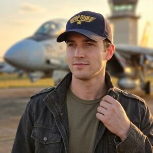 Top Gun Movie Logo Hat Navy Blue Snapback Baseball Cap Embroidered Gold OTTO